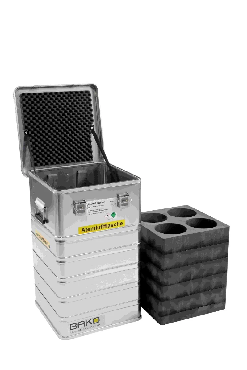 Caisse de transport pour bouteilles respiratoires, aluminium